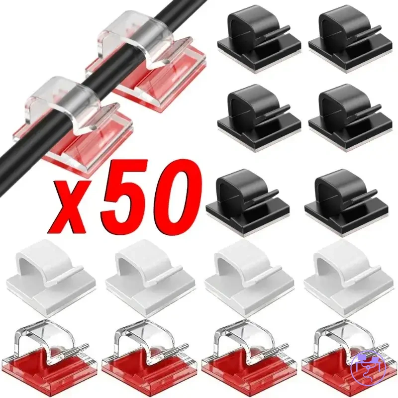 Clips adhesivos para sujetar cables USB y cables pequeños en el escritorio